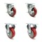Service Caster 4 Inch Red Polyurethane Swivel Top Plate Caster Set with 2 Brakes 2 Rigid SCC SCC-20S414-PPUB-RED-TLB-2-R414-2 - alternate 1
